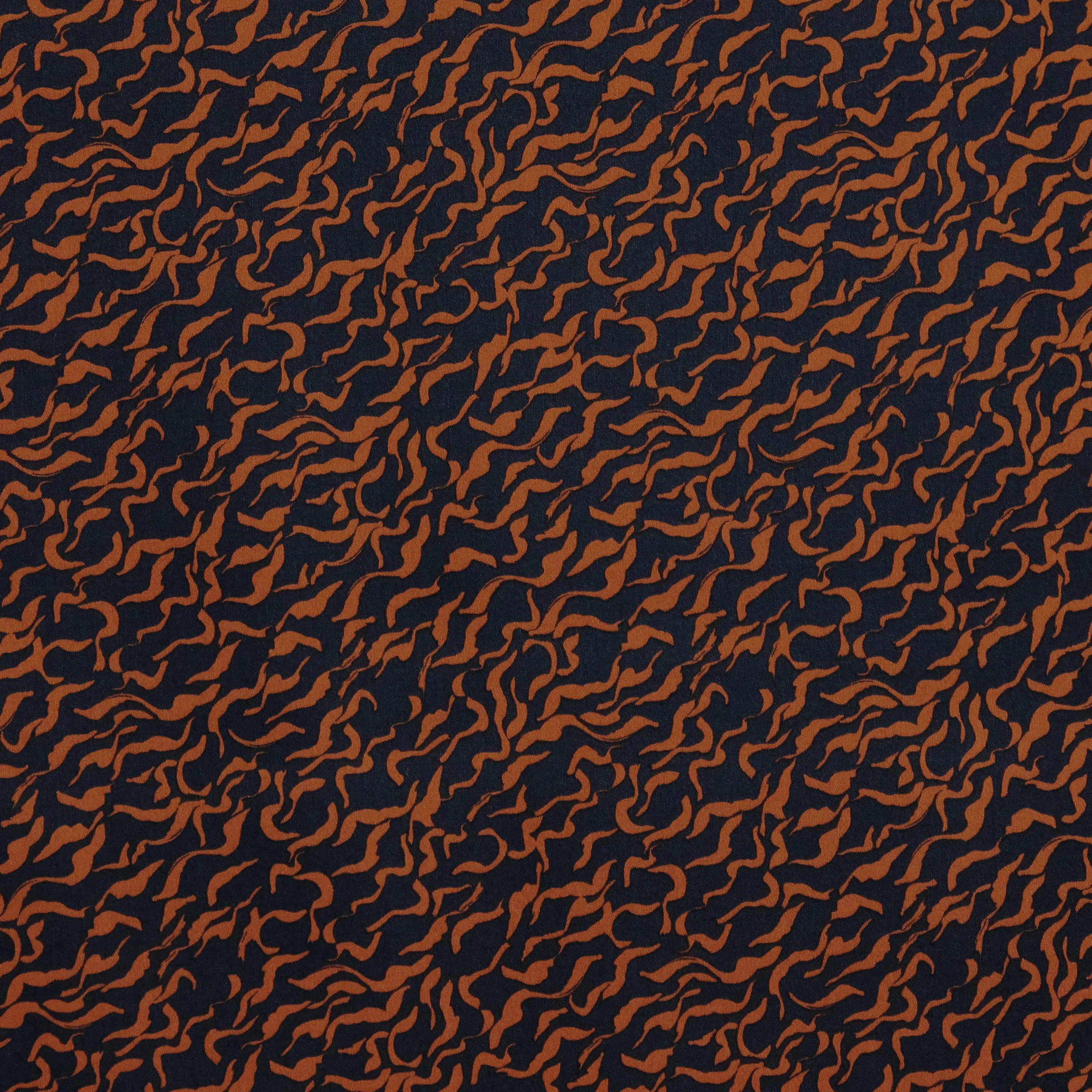 Zwarte viscose stretch met bruine krullen